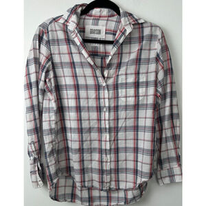 Grayson Shirt Womens S Blue Red White PlaidThe Hero Long Sleeve Button Down A33